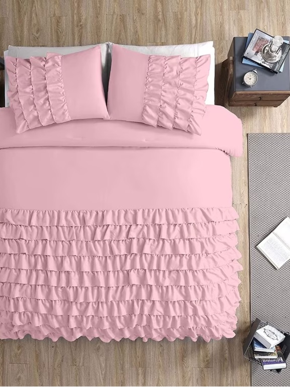 Ruffled Pink duvet twin Set